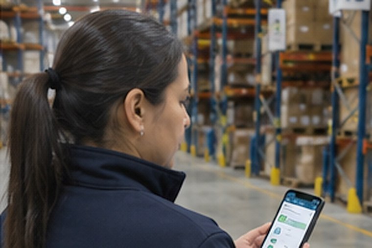 Supervisora de Mantiene revisando la rutina del servicio en un centro de distribución